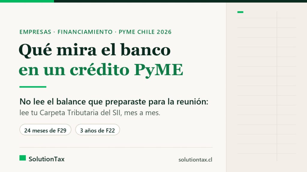 Requisitos de un crédito PyME en el banco: la Carpeta Tributaria Electrónica del SII con 24 meses de F29 y 3 años de F22