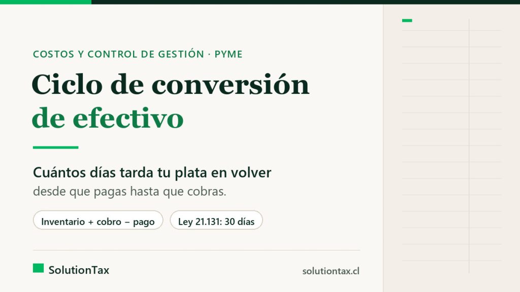 Ciclo de conversión de efectivo en una PyME: cuántos días tarda la plata en volver desde el pago al proveedor hasta el cobro al cliente